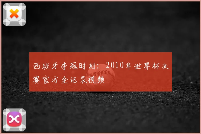 西班牙夺冠时刻：2010年世界杯决赛官方全记录视频